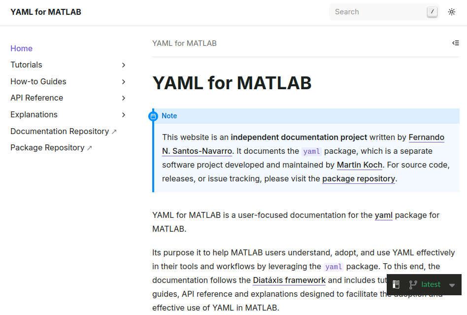 YAML for MATLAB home page